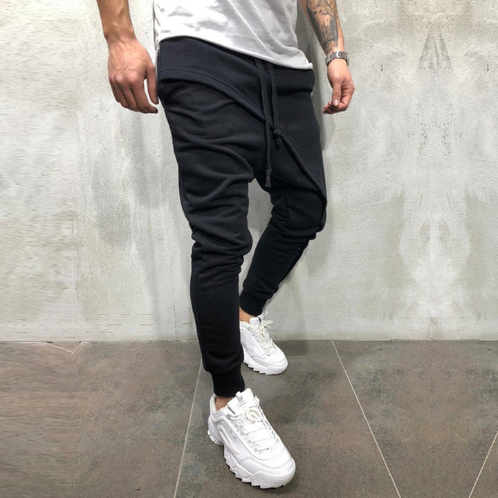 Men's Sporty Comfortable Jogging Pants with Drop Crotch and Drawstring Lisslune