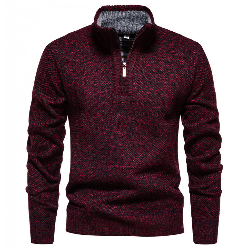Men's High-Quality Sweater with Stand-Up Collar and Zipper Lisslune