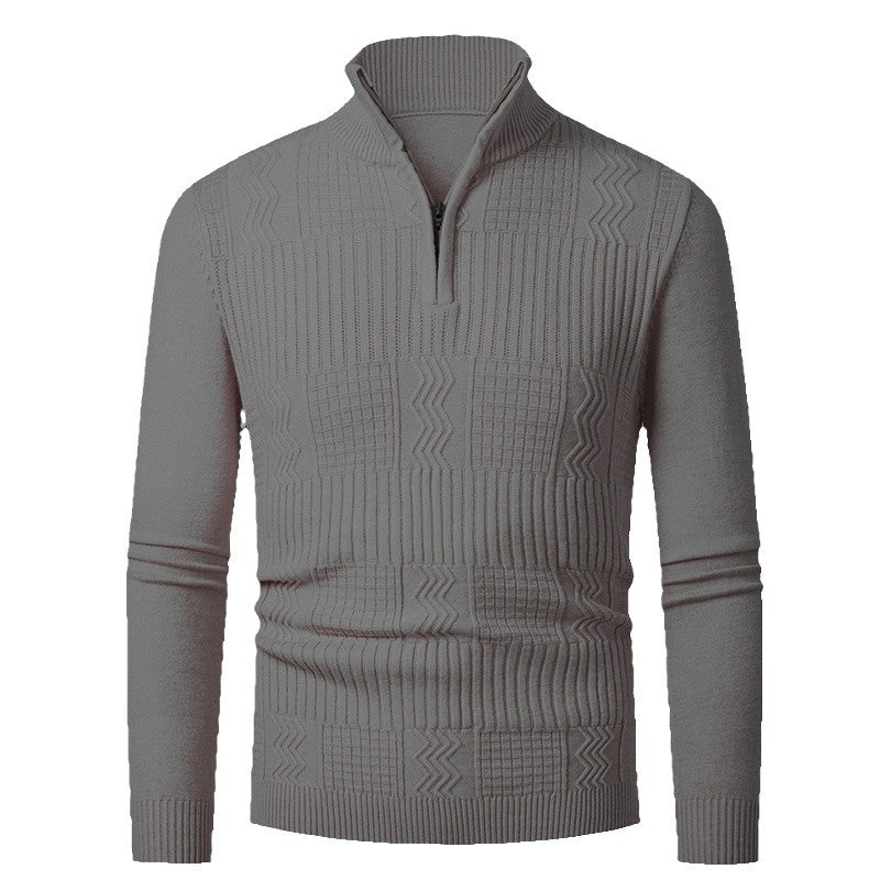 Men's knitted pullover with modern zipper and structured surface Lisslune