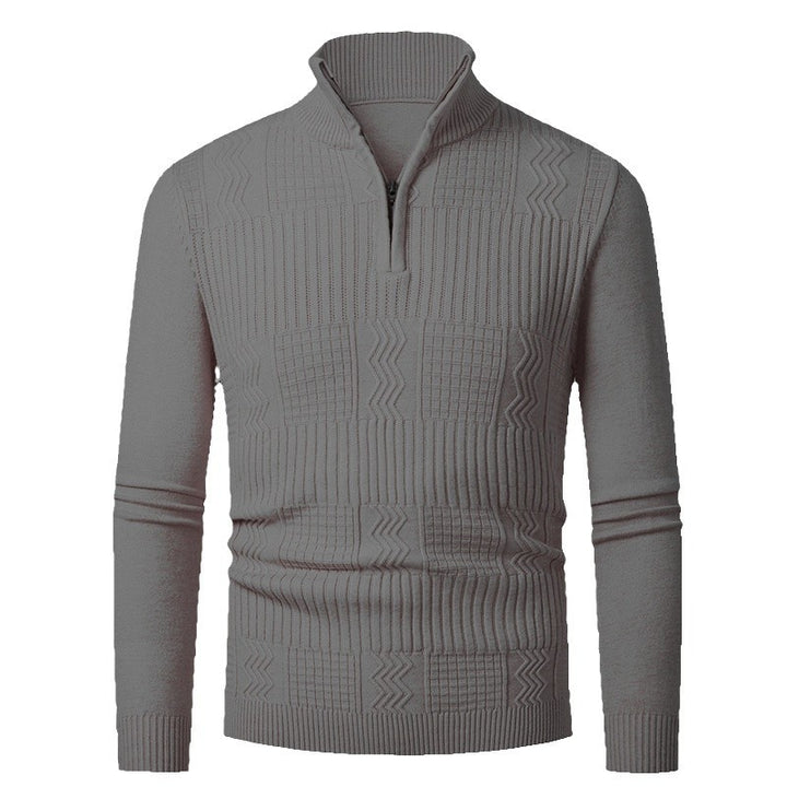 Men's knitted pullover with modern zipper and structured surface Lisslune