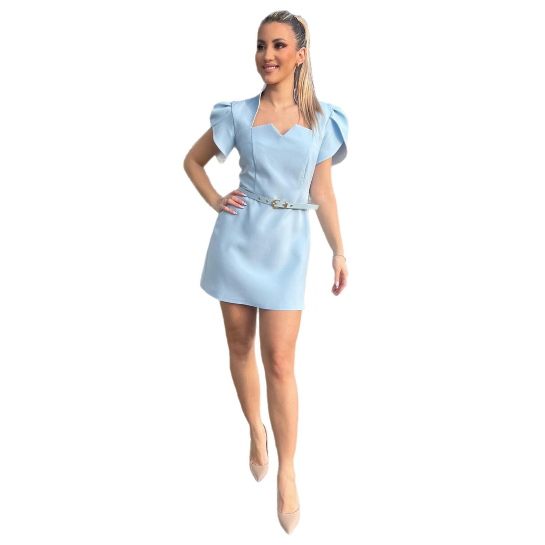 Women's mini dress with elegant heart neckline and voluminous puff sleeves Lisslune