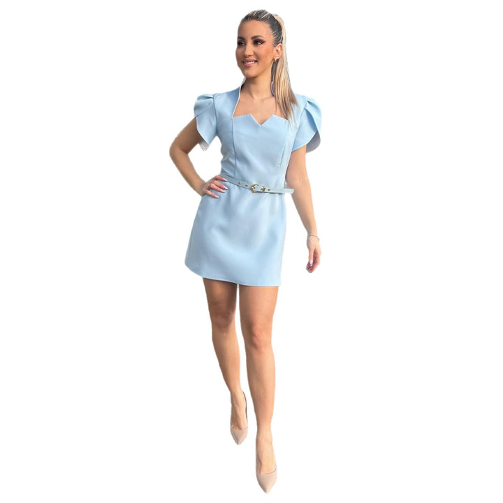 Women's mini dress with elegant heart neckline and voluminous puff sleeves Lisslune