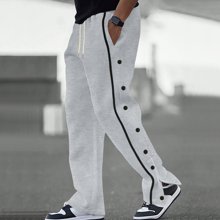 Men's Sporty Loose Jogging Pants with Snap Buttons Lisslune