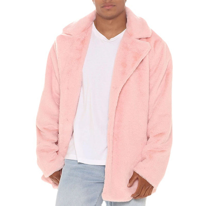 Men's cozy teddy fleece jacket with high collar and practical pockets Lisslune