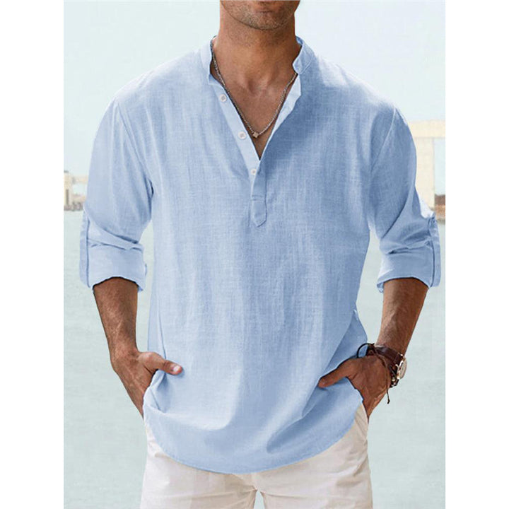 Men's Long Sleeve Henley Shirt with Casual Button Closure and High Quality Cotton Lisslune