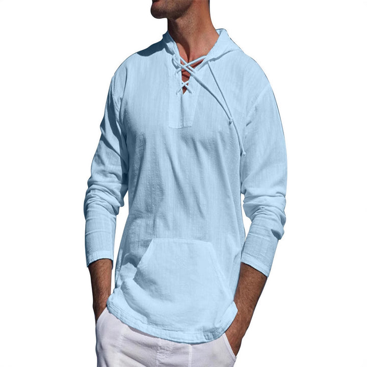Men's long sleeve shirt with adjustable drawstring and practical kangaroo pocket Lisslune