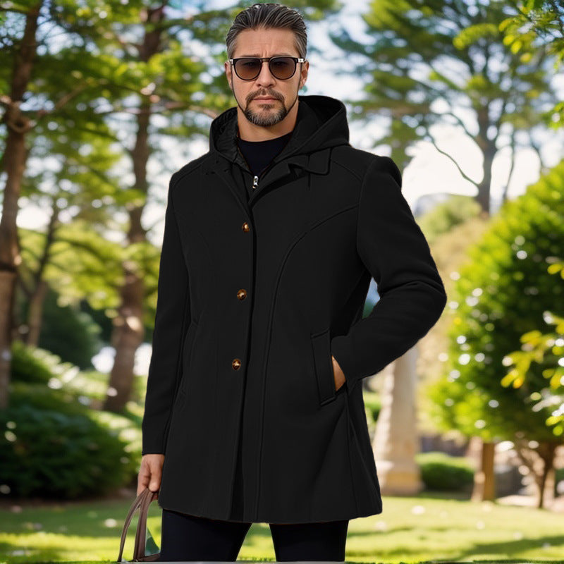 Men's elegant transitional jacket with hood and flared darts Lisslune