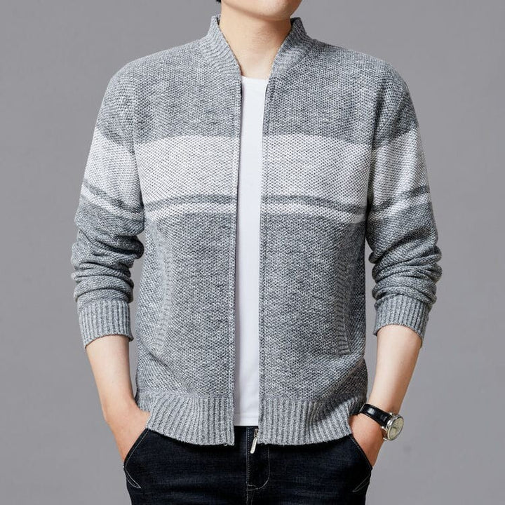 Men's cardigan with modern zipper and textured design Lisslune