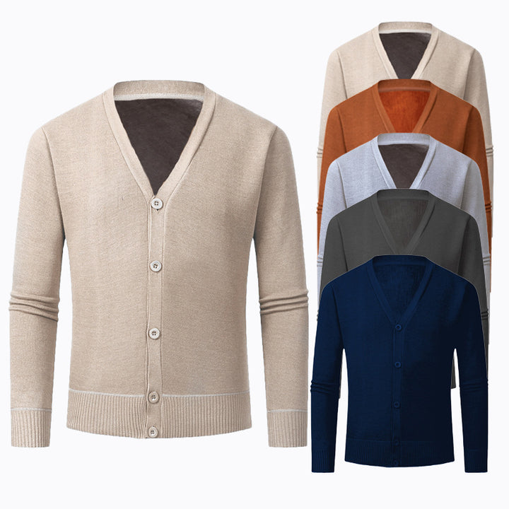 Men's cardigan with V-neck and buttonless design Lisslune