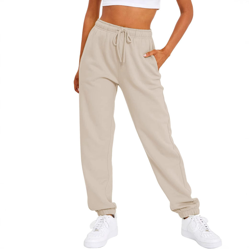 Women’s sporty leisure pants with elastic waistband and high-waisted cut Lisslune