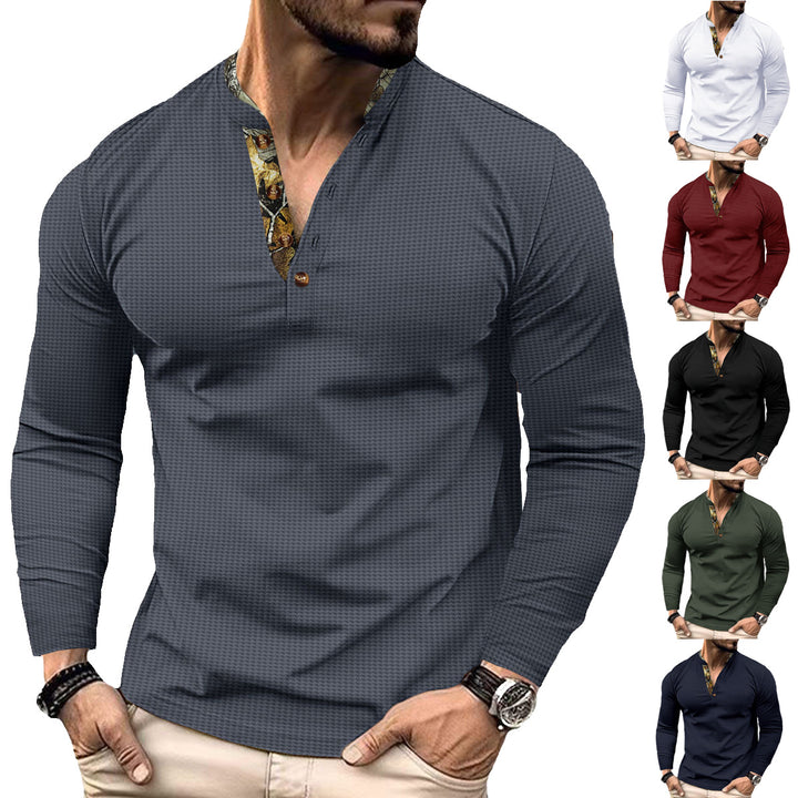Men's elegant long sleeve shirt with fashionable stand-up collar and unique patterns Lisslune