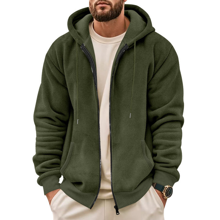 Men's hoodie jacket with textured surface and functional pockets Lisslune