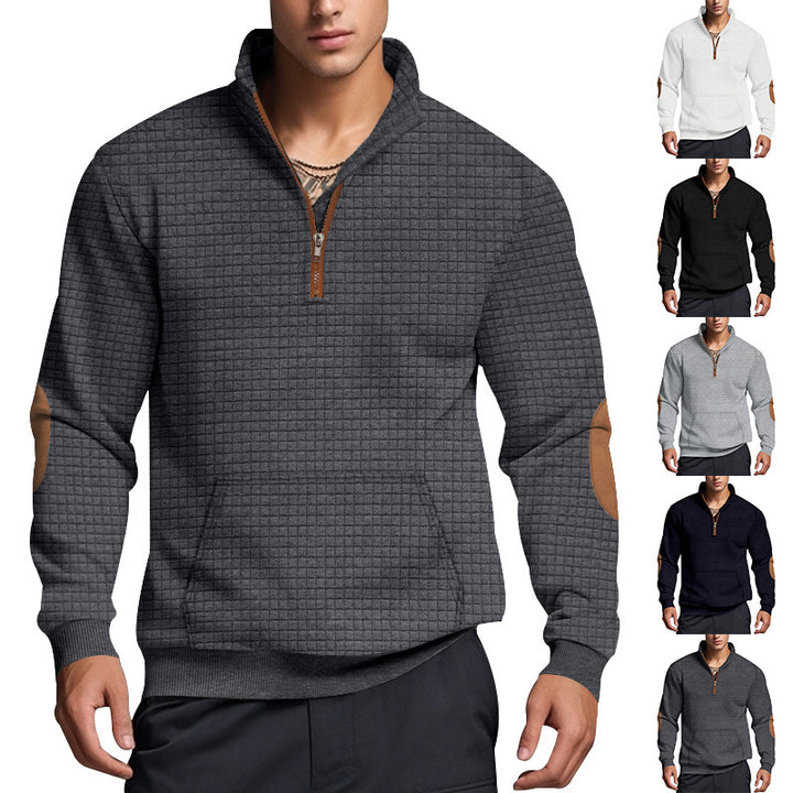 Men's sporty sweater with half zipper and structured surface Lisslune