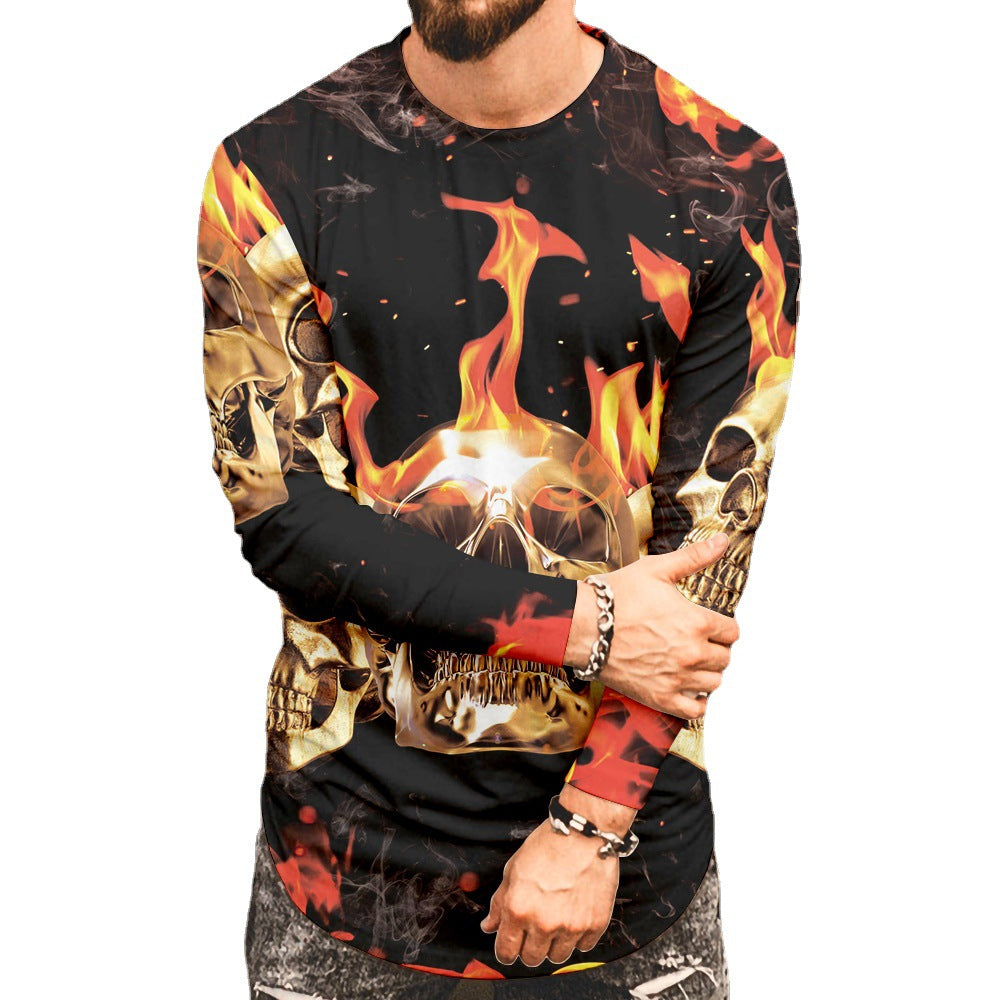 Men's long sleeve shirt with creepy Halloween motif Lisslune