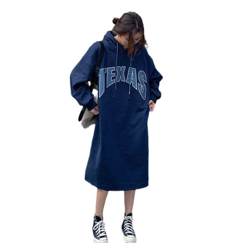 Women’s hoodie dress with fashionable print and side slits Lisslune