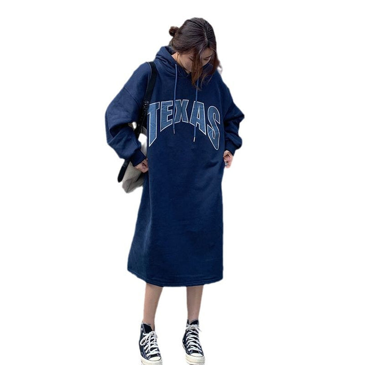 Women’s hoodie dress with fashionable print and side slits Lisslune