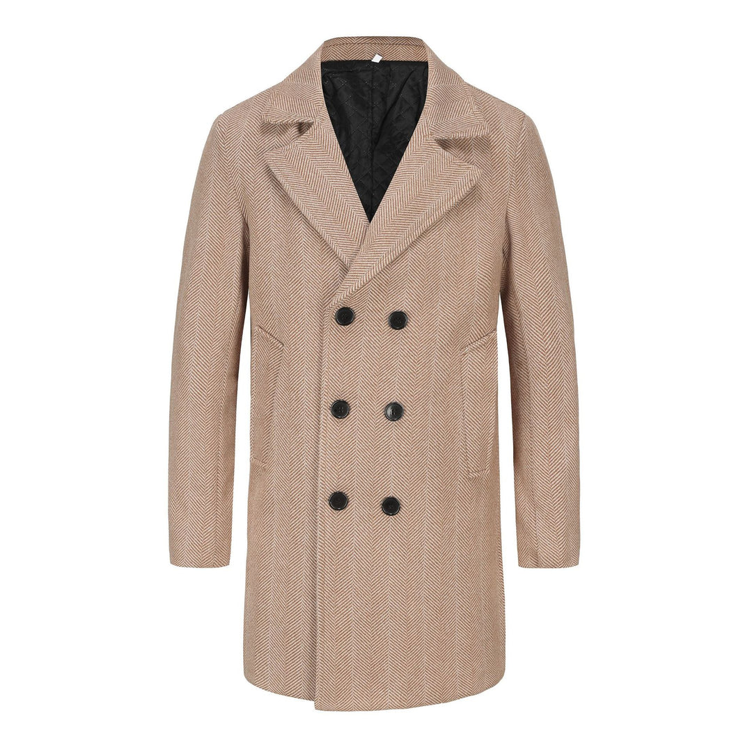 Men's elegant double-breasted coat in herringbone pattern Lisslune