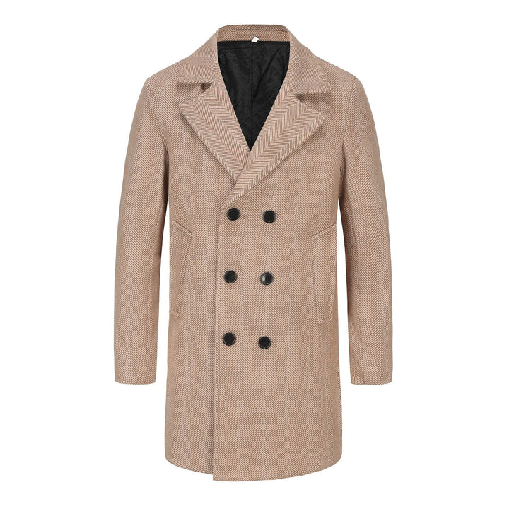Men's elegant double-breasted coat in herringbone pattern Lisslune