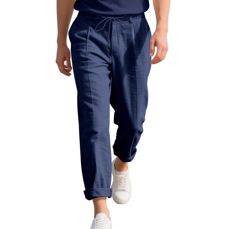 Men's Leisure Pants with Breathable Cotton and Linen Blend Lisslune