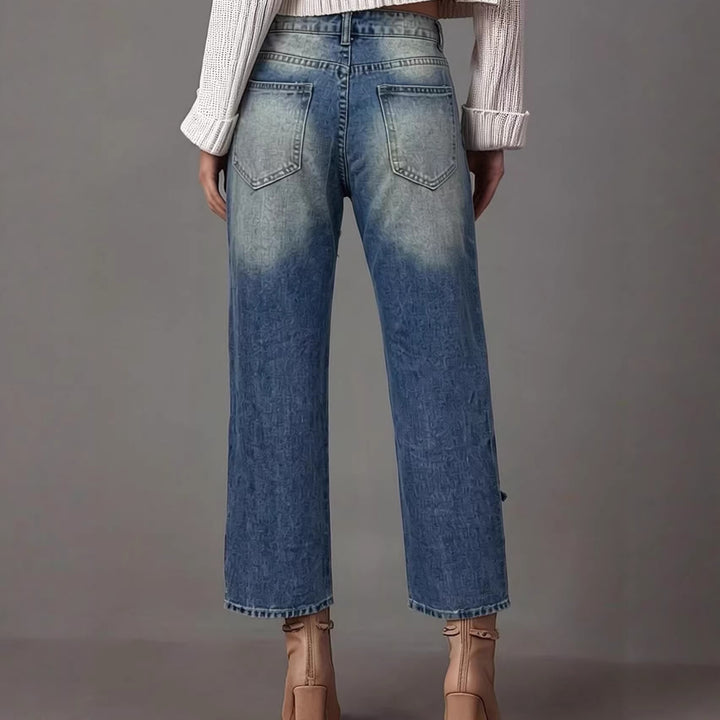 Women's casual destroyed jeans with wide legs and trendy ripped details Lisslune