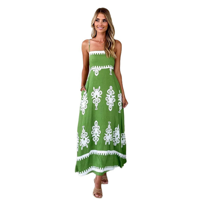 Women's maxi dress with floral pattern and flared skirt Lisslune