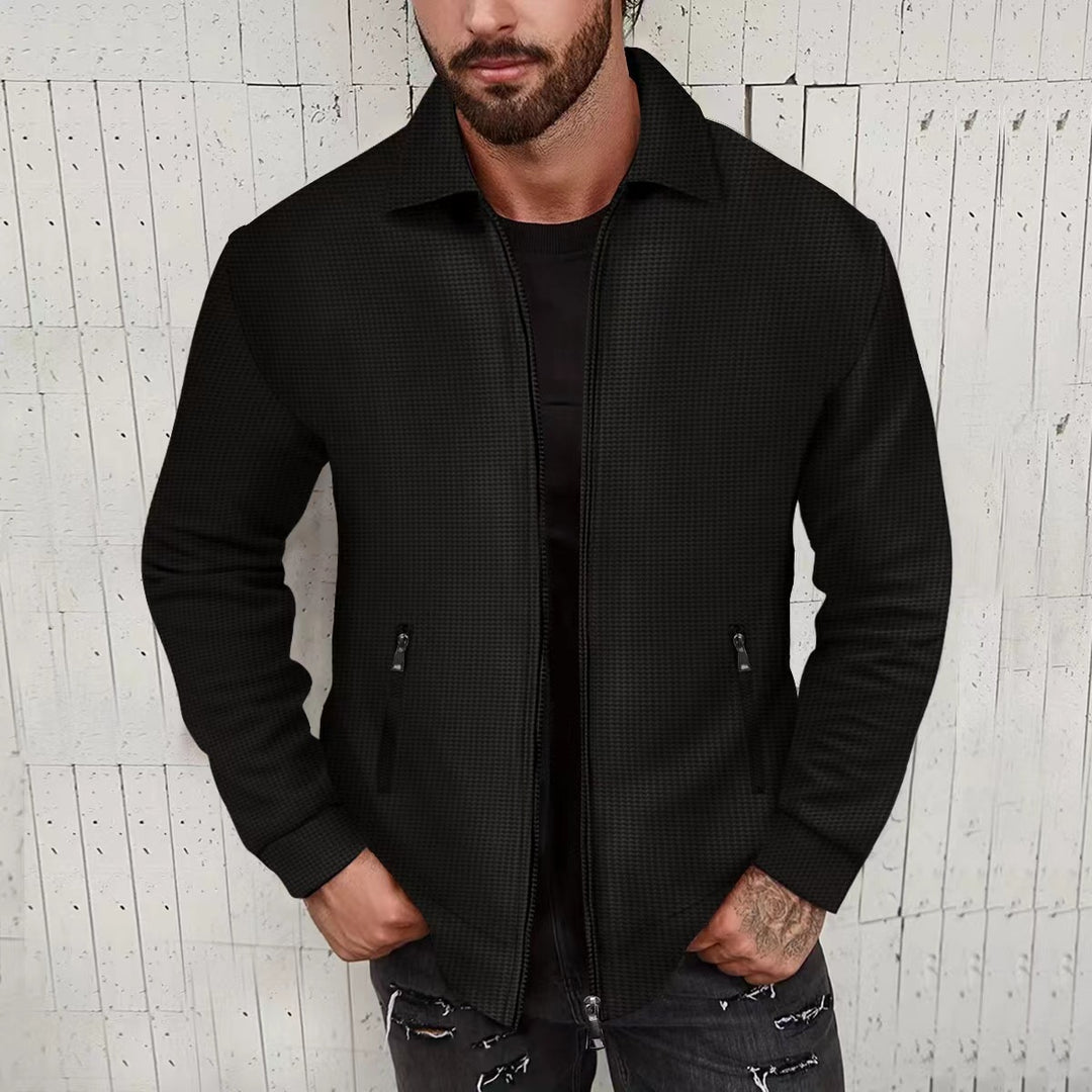 Men's cardigan in modern design with structured outer material and practical zip pockets Lisslune