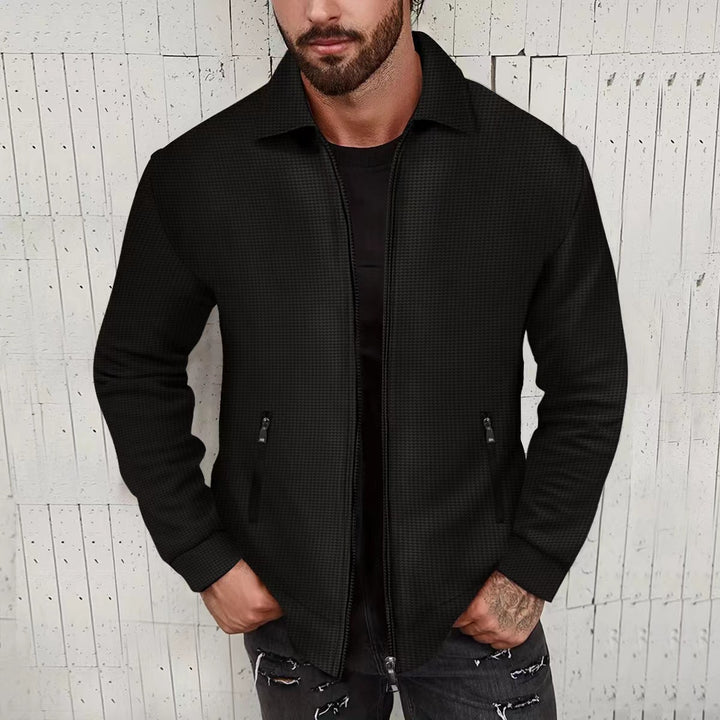 Men's cardigan in modern design with structured outer material and practical zip pockets Lisslune