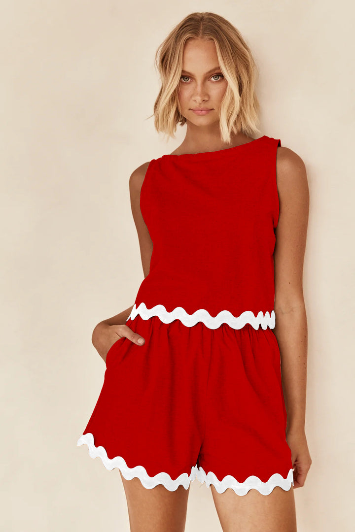 Ladies two-piece set with stylish top and breezy shorts Lune London