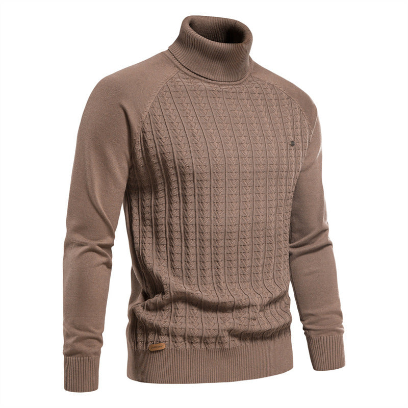 Men's knitted pullover with fashionable stand-up collar and textured design Lisslune