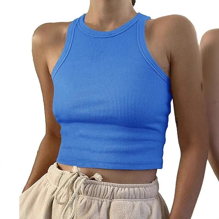 Women's sporty crop top with elastic rib design Lisslune