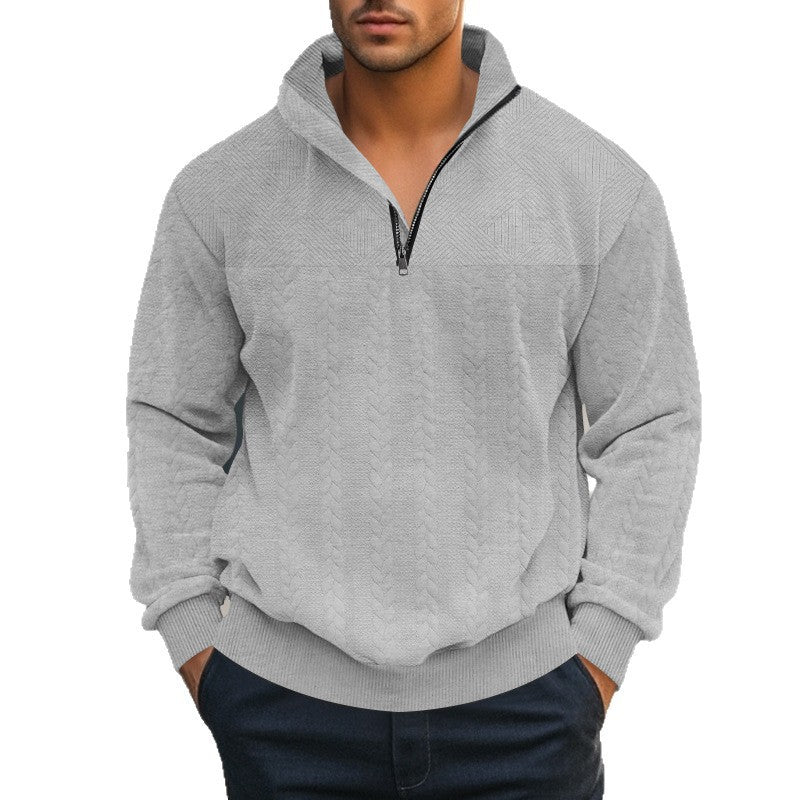 Men's knit sweater with modern stand-up collar and zipper Lisslune