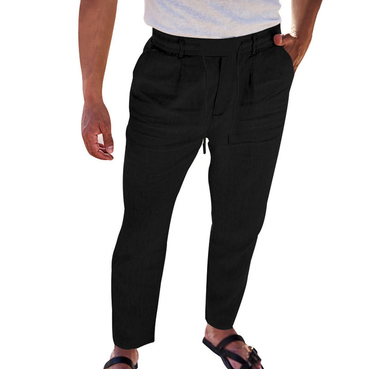 Men's Lightweight Linen Pants with Adjustable Waistband and Practical Side Pockets Lisslune
