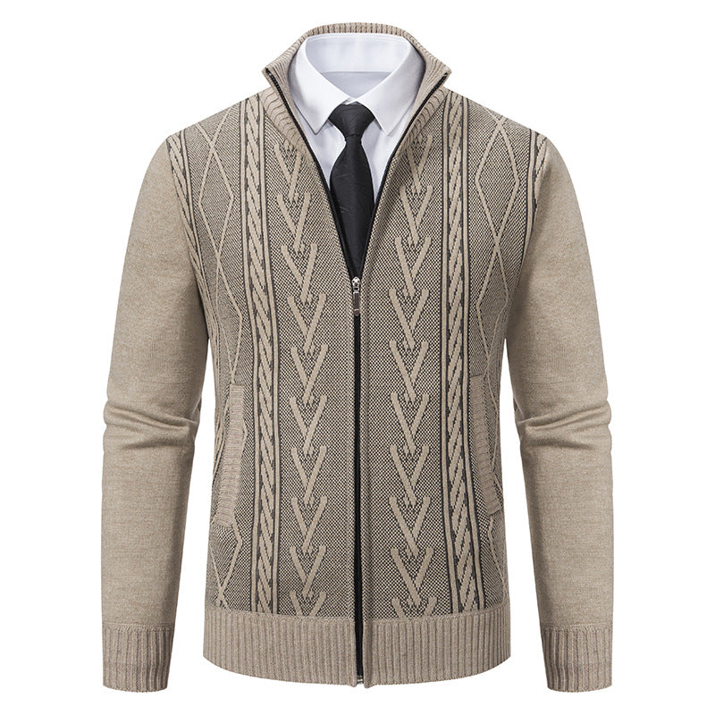 Men's cardigan with modern zipper and elegant cable structure Lisslune