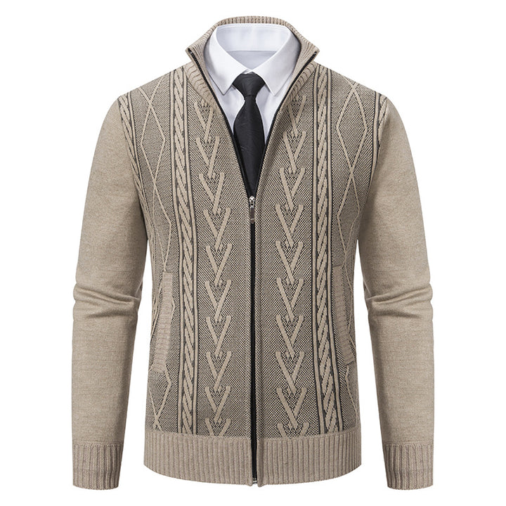 Men's cardigan with modern zipper and elegant cable structure Lisslune