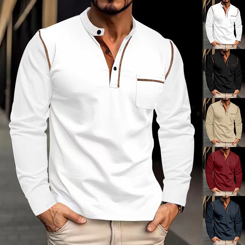 Men's long-sleeved shirt with fashionable collar and practical breast pocket Lisslune