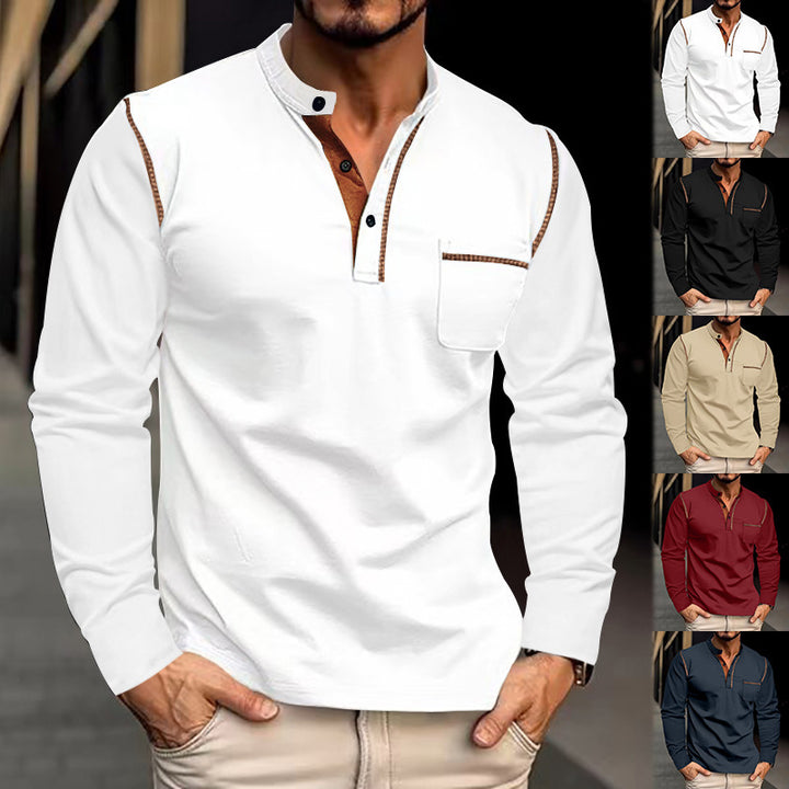 Men's long-sleeved shirt with fashionable collar and practical breast pocket Lisslune