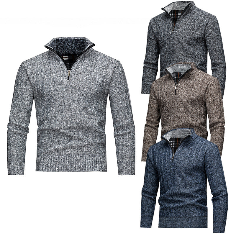 Men's Comfortable Turtleneck Sweater with Modern Zipper and Textured Design Lisslune
