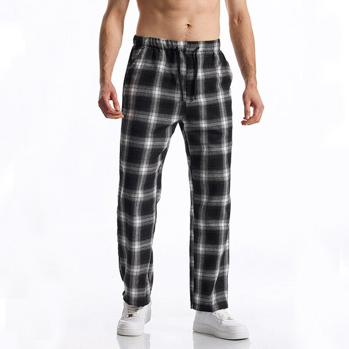 Men's flannel pajama pants with comfortable elastic waistband Lisslune