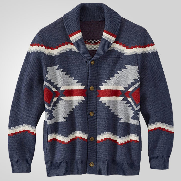 Men's cardigan in a modern ethnic design with practical buttons Lisslune