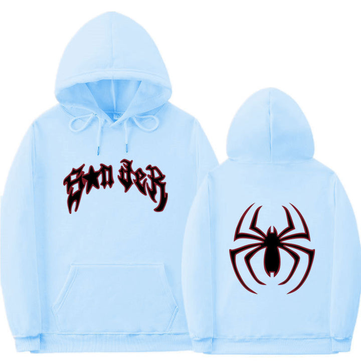 Women's hoodie with striking spider motif and coarse lettering Lisslune