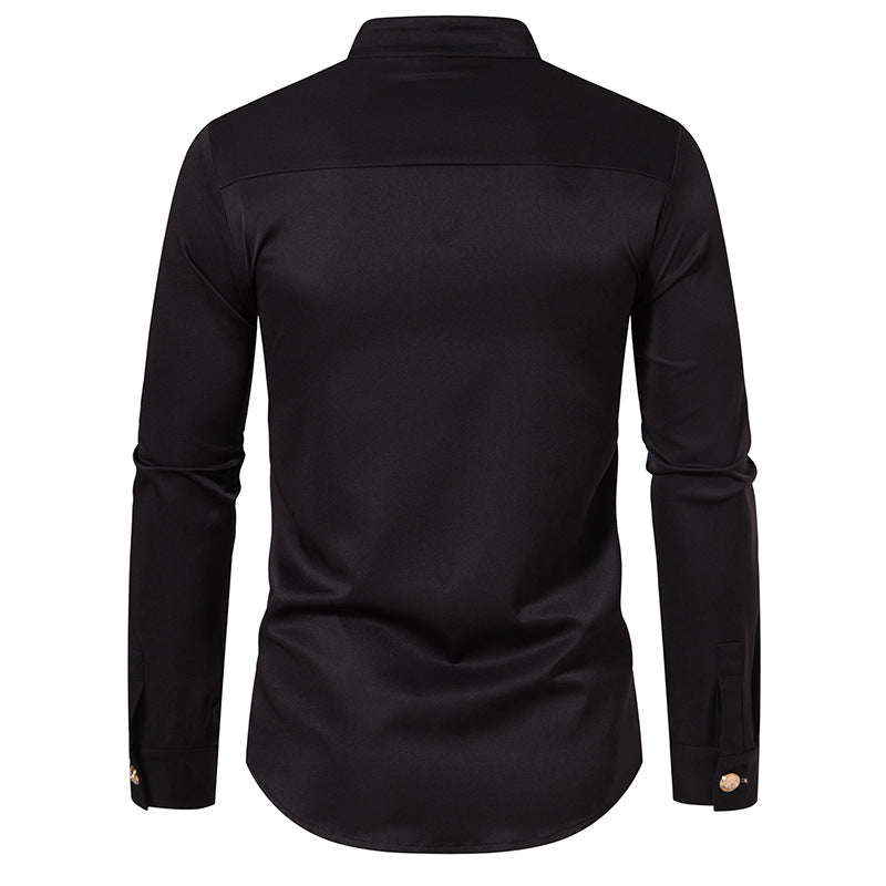 Men's elegant long-sleeve blouse in chef-typical design with button details Lisslune
