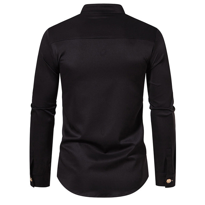 Men's elegant long-sleeve blouse in chef-typical design with button details Lisslune