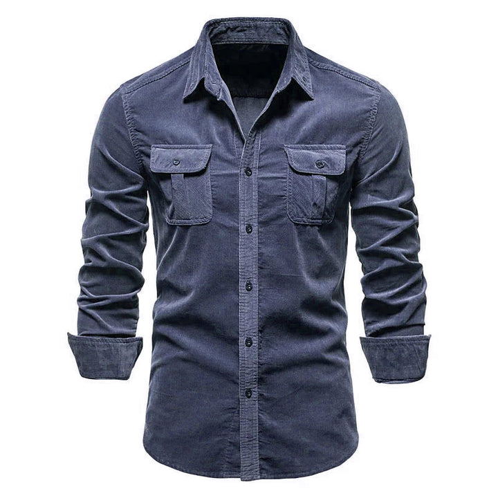 Men's Long Sleeve Shirt in Casual Denim Look Lisslune