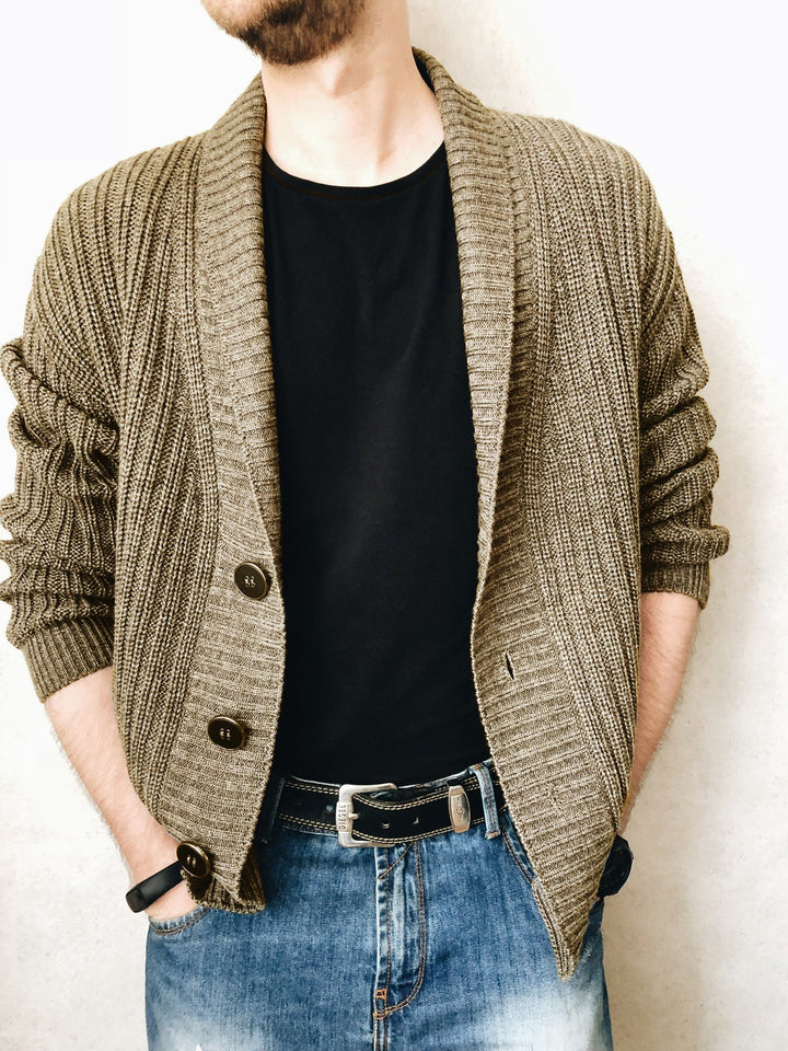 Men's cardigan with deep collar Lisslune