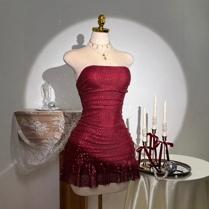 Damen Glamouröses Pailletten Kleid Lisslune
