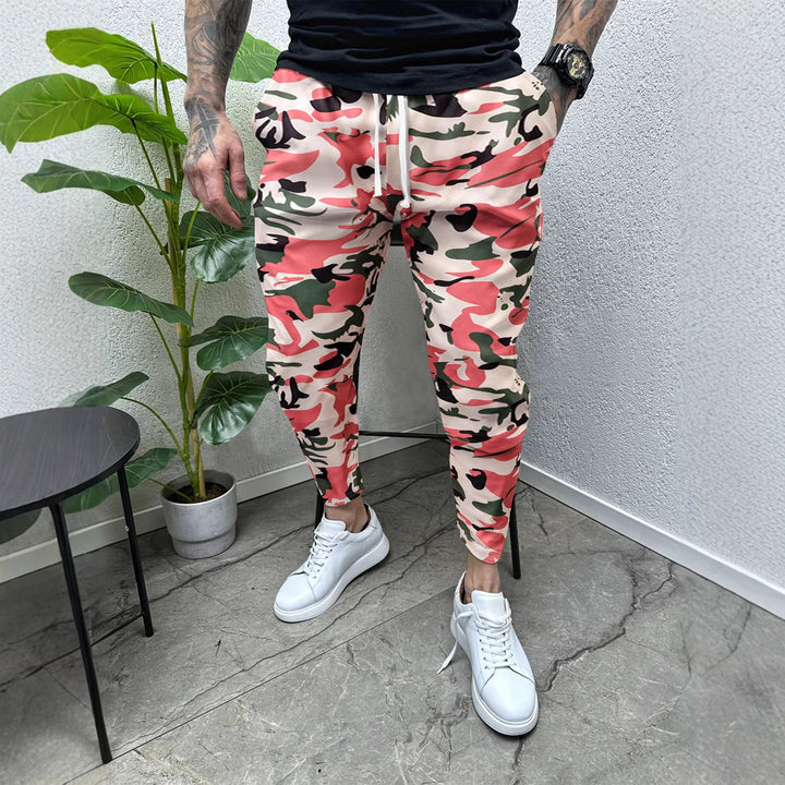 Men's Camouflage Jogging Pants with Elastic Waistband and Side Pockets Lisslune