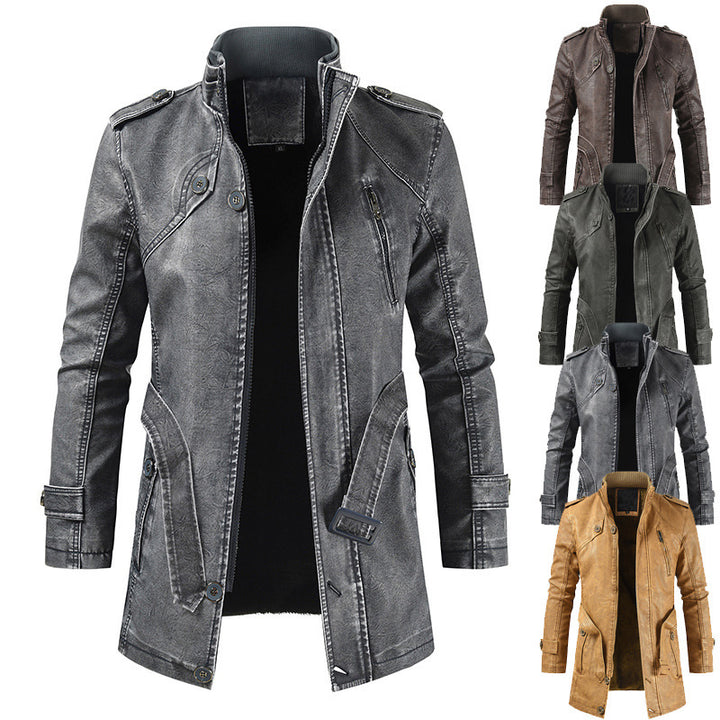 Men's fashionable biker leather jacket with asymmetrical zipper and practical pockets Lisslune