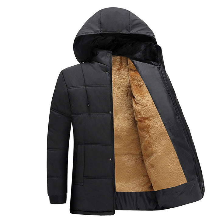 Men's quilted winter jacket with fluffy inner lining and adjustable hood collar Lisslune