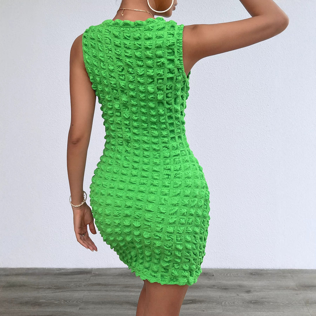 Women's short fitted dress with textured material Lisslune