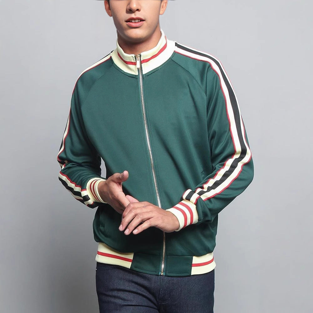 Men's sporty sweat jacket with contrasting color accents and high-quality zipper Lisslune